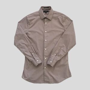 Banana Republic Brown White Check Athletic Fit Long Sleeve Shirt Mens Size S